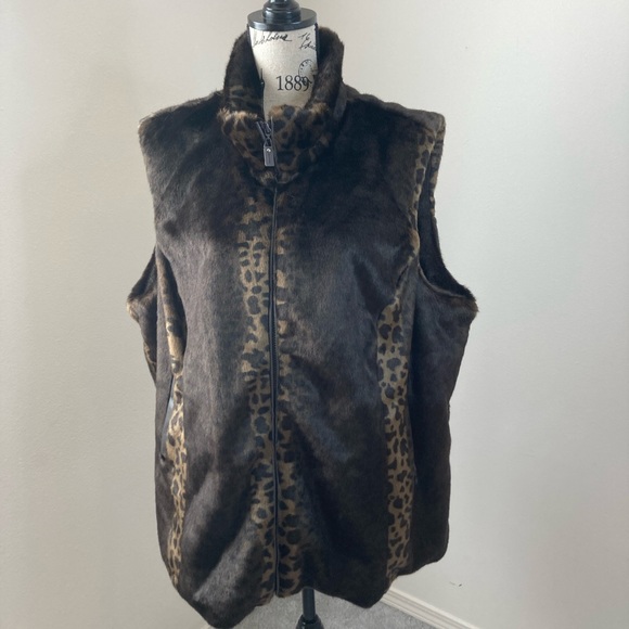 Charter Club women’s faux fur vest Sz 3X - Picture 4 of 12